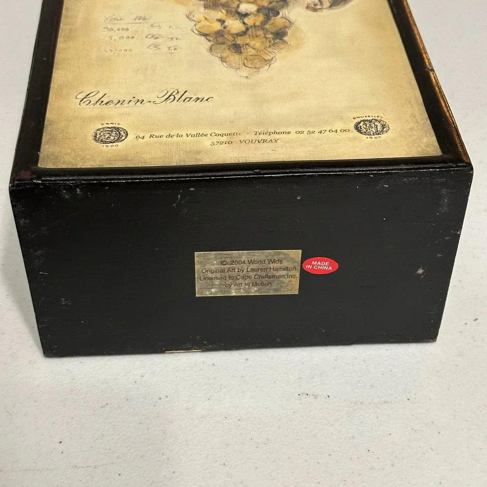 Domaine Laporte Chenin Blanc Wood Wine Bottle Box Lauren Hamilton Art VTG 2004